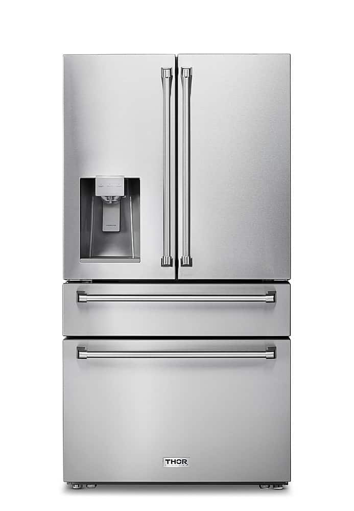 Thor Kitchen - 21.6-cu ft Professional French Door Refrigerator with Ice and Water Dispenser, Counter Depth - Stainless Stee…