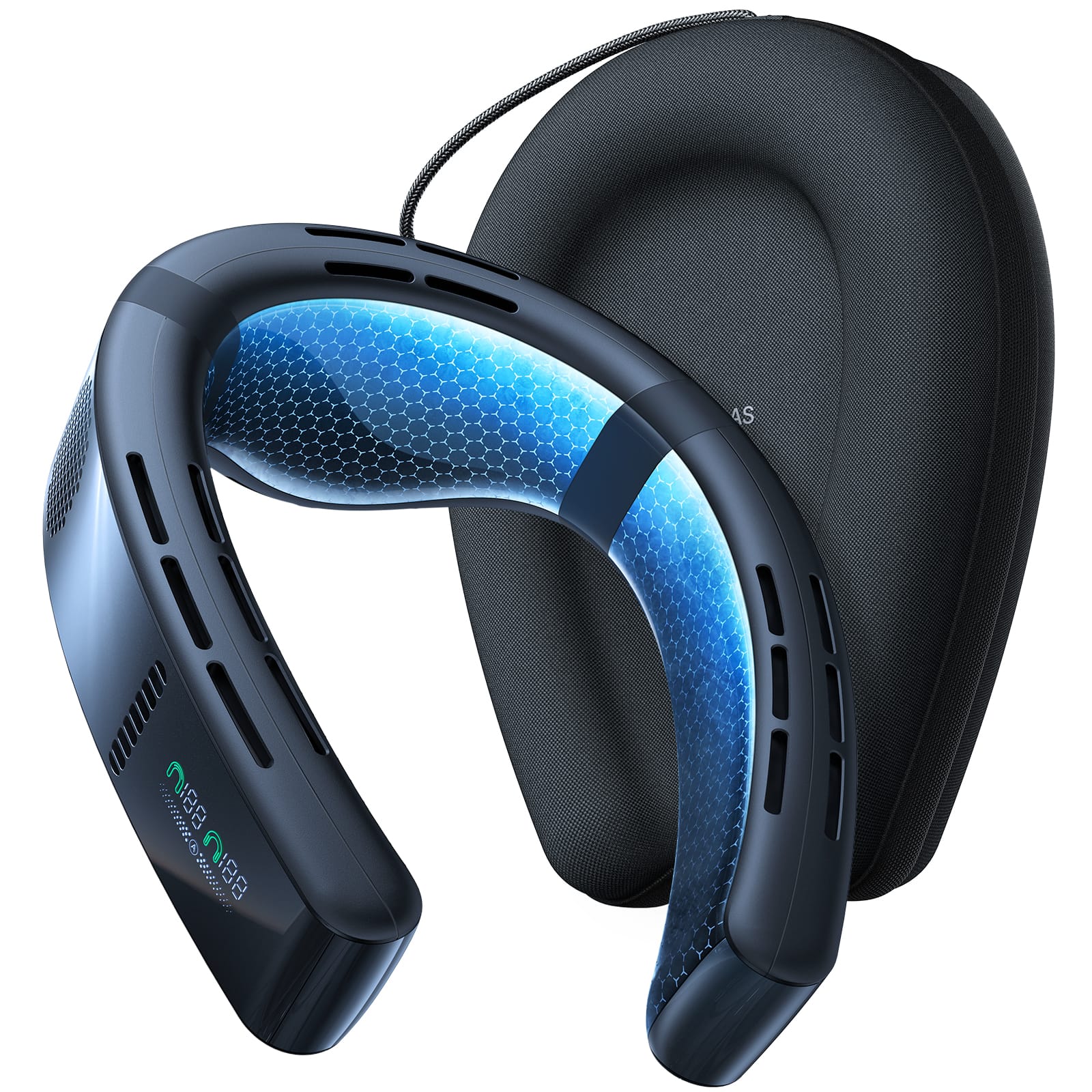TORRAS - COOLiFY Cyber Neck Air Conditioner, Cooling, Heating, and Fan Rechargeable with 6000mAh - Cascade Black product ima…
