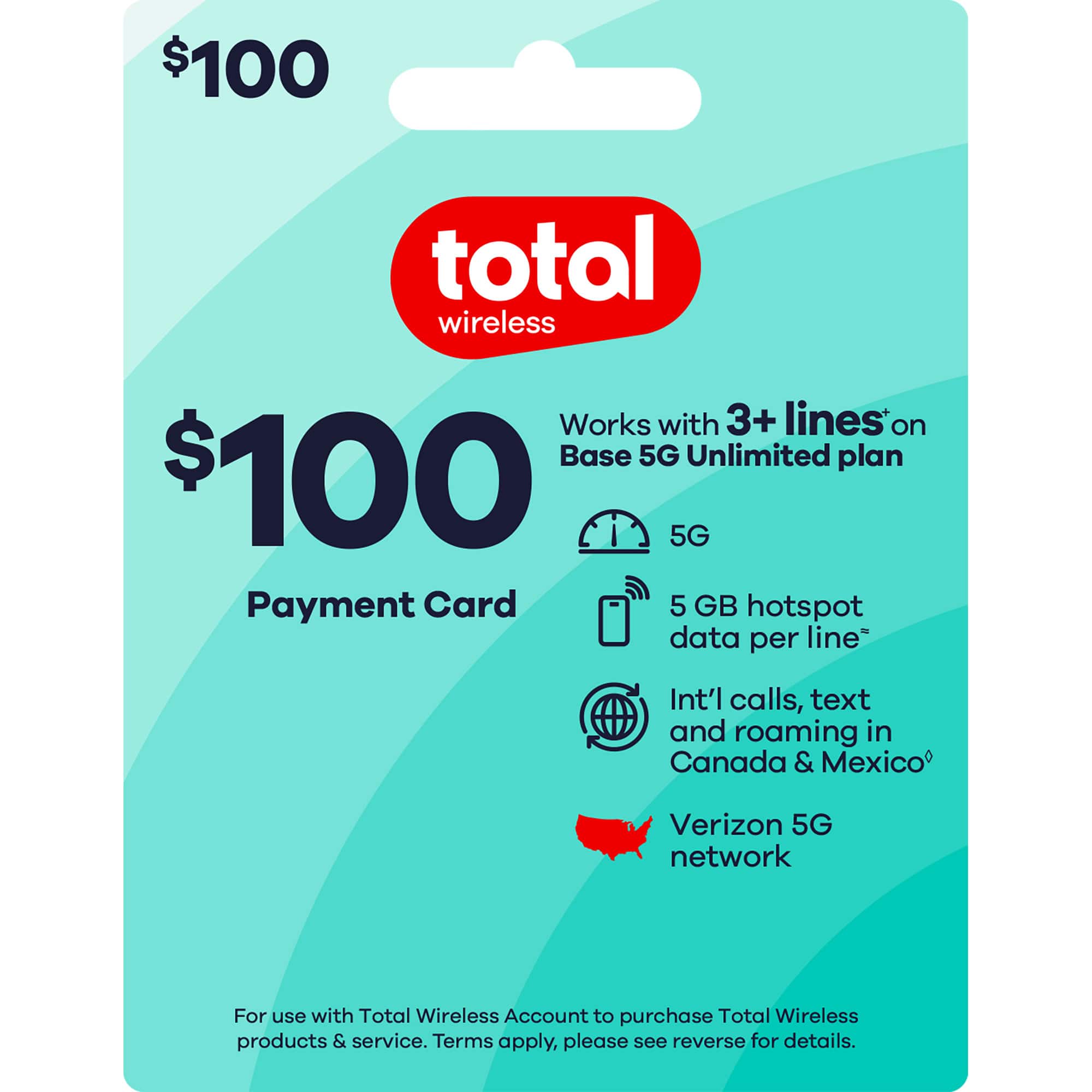 Total Wireless - $100 Prepaid Payment Card [Digital] product image