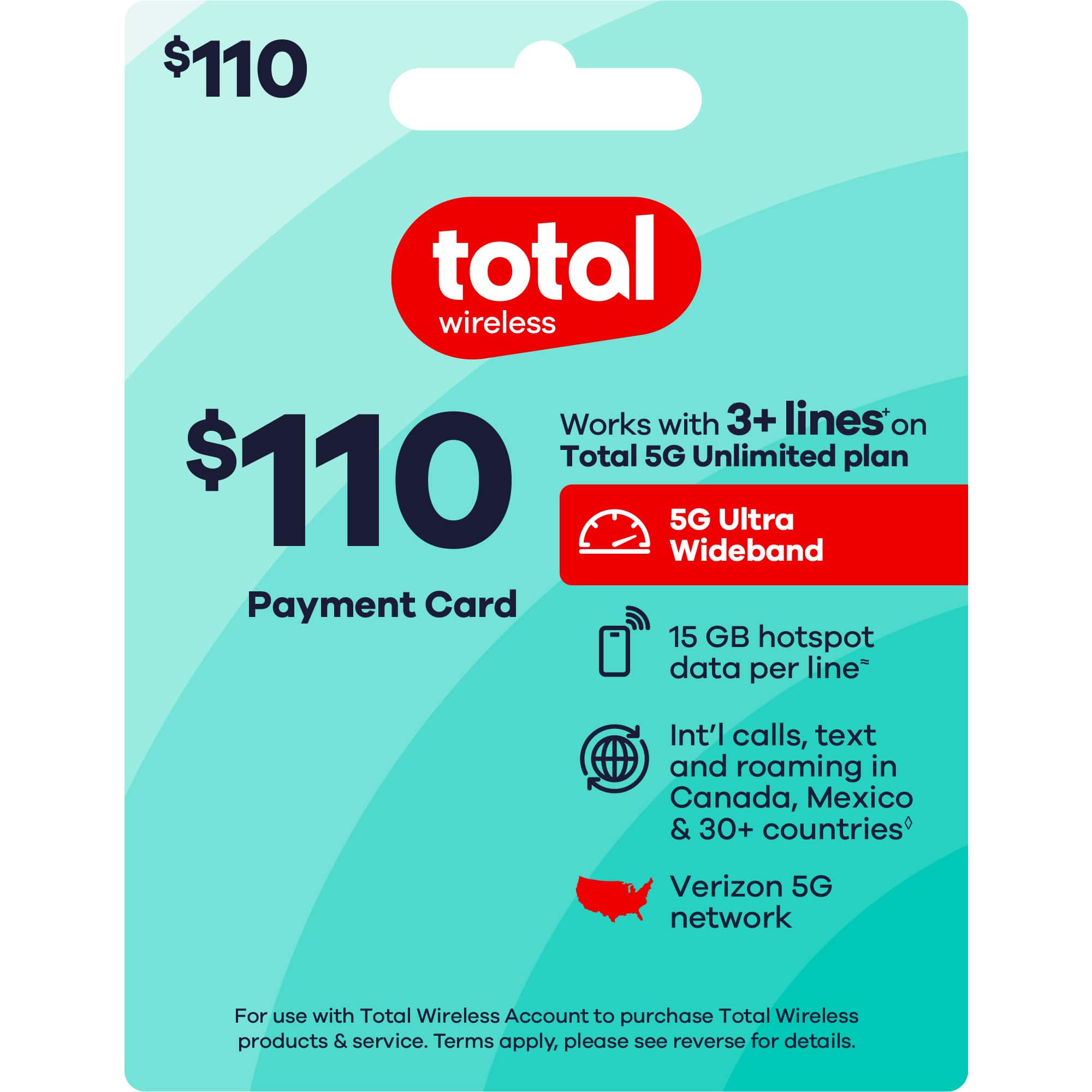 Total Wireless - $110 Prepaid Payment Card [Digital] product image