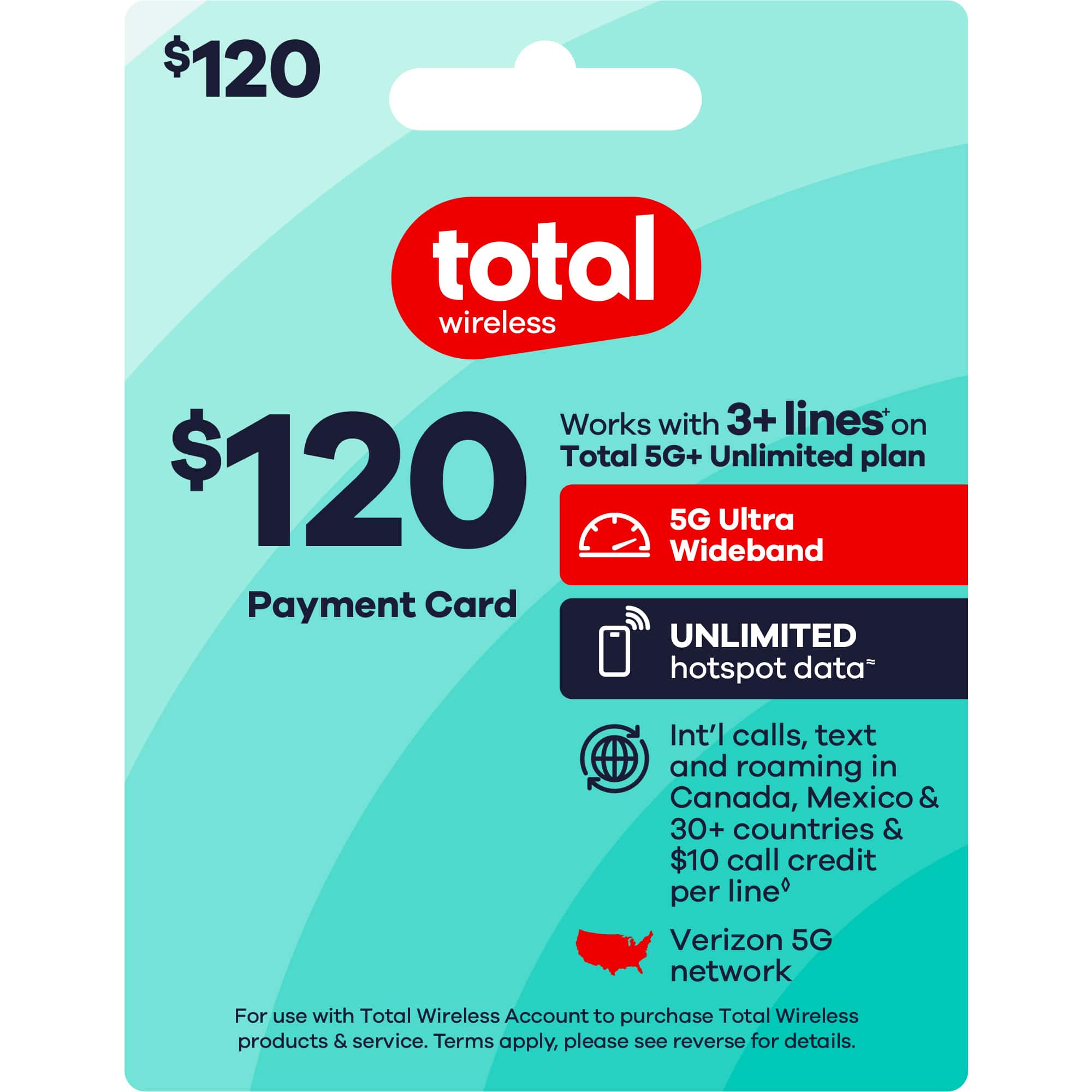 Total Wireless - $120 Prepaid Payment Card [Digital] product image