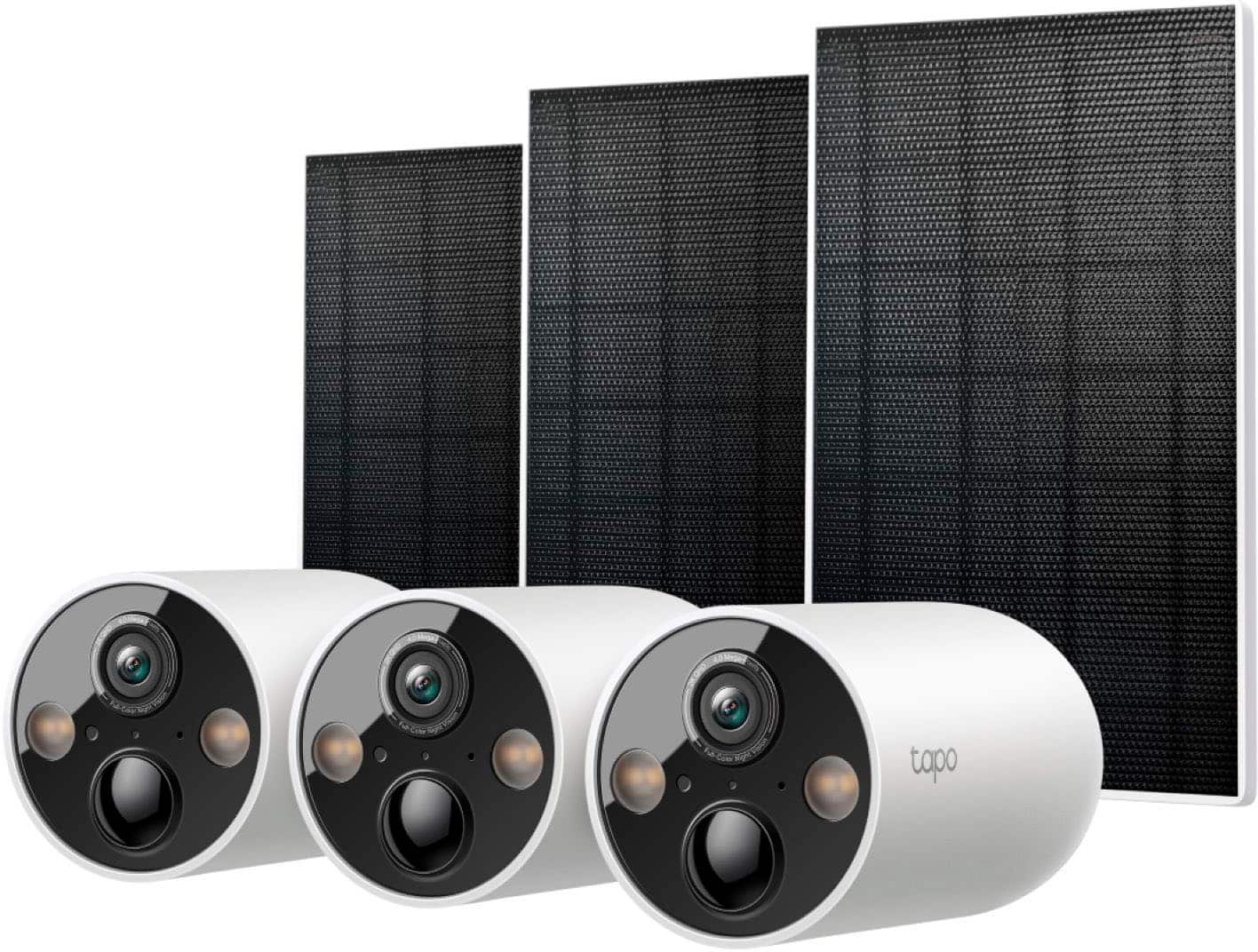TP-Link - Tapo Outdoor Battery-Powered Wireless 2K Security Camera with Solar Panels (3-Pack) - No Monthly Fees - White prod…