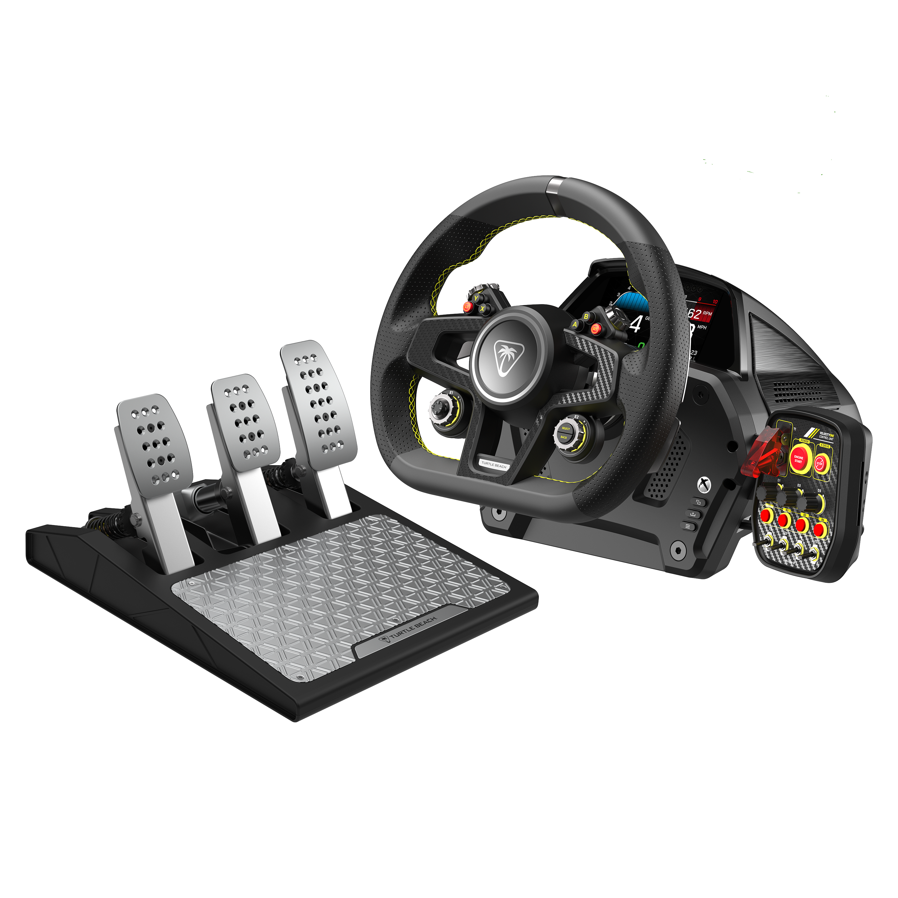 Turtle Beach - VelocityOne Race Wheel & Pedal System for Xbox Series X|S, Windows PCs - Force Feedback, & Three Pedals - Bla…