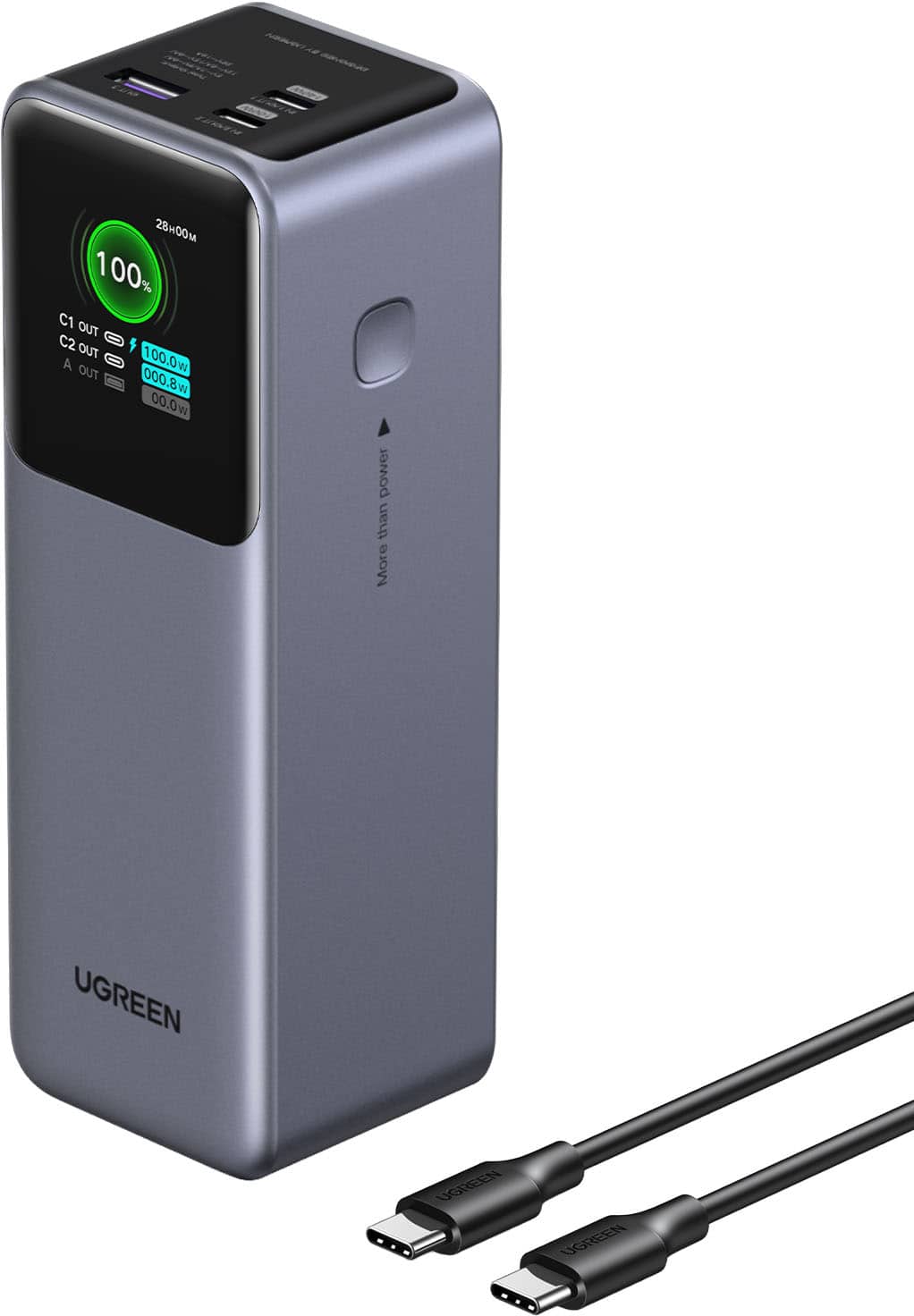 UGREEN - Nexode 200W 25,000mAh Power Bank with Smart TFT Display, PD 3.1 Fast Portable Charger for Laptops, Tablets, Cell Ph…