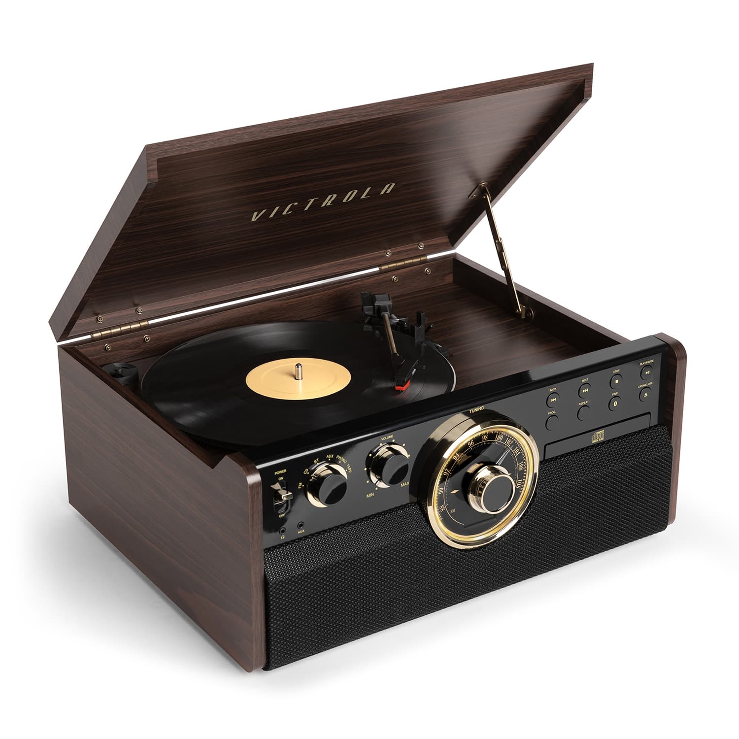 Victrola - Empire Bluetooth 6-in-1 Record Player - Gold/Brown/Black product image