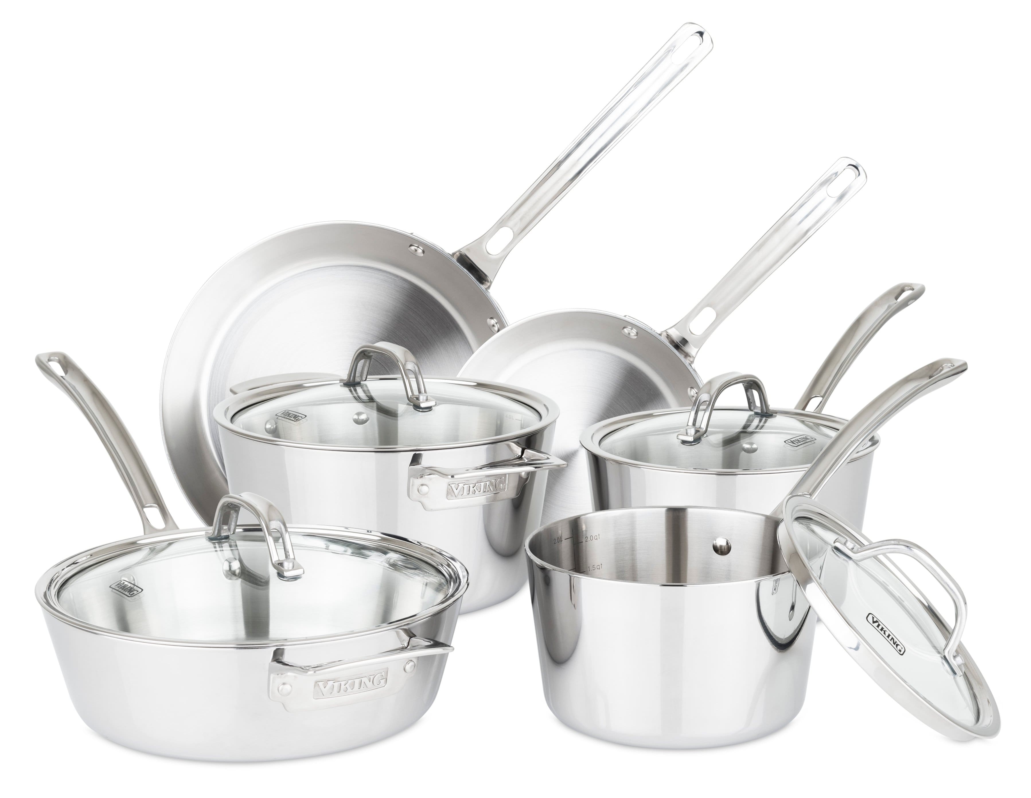 Viking - Contemporary 3 Ply 10 Piece Cookware Set- Mirror - Stainless Steel product image