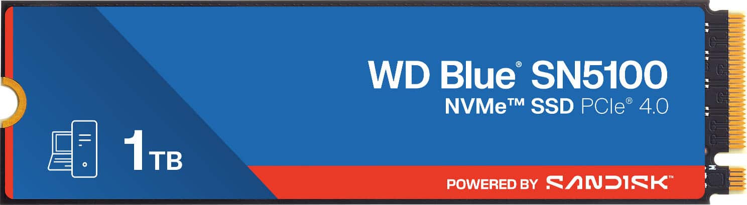 WD - Blue SN5100 1TB Internal SSD PCIe Gen 4 x4 NVMe for laptops and desktops product image