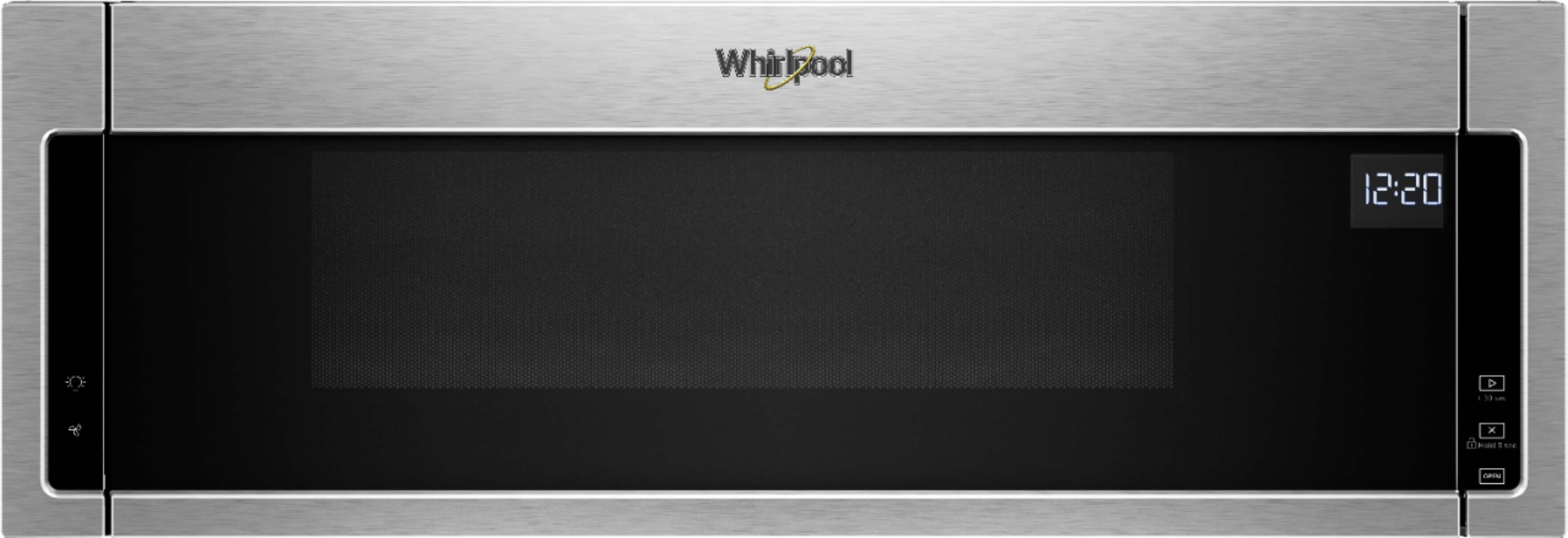 Whirlpool - 1.1 Cu. Ft. Low Profile Over-the-Range Microwave Hood Combination with Hidden Control Panel - Stainless Steel pr…