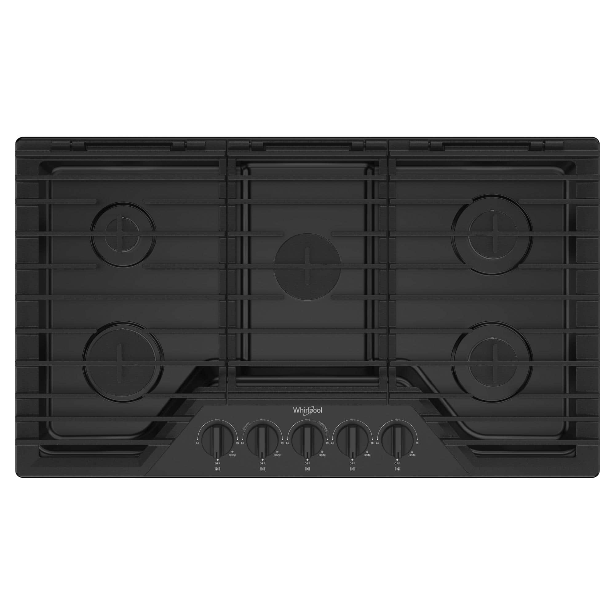 Whirlpool - 36" Built-In Gas Cooktop with 5 Burners and EZ-2-Lift Hinged Cast-Iron Grates - Black product image