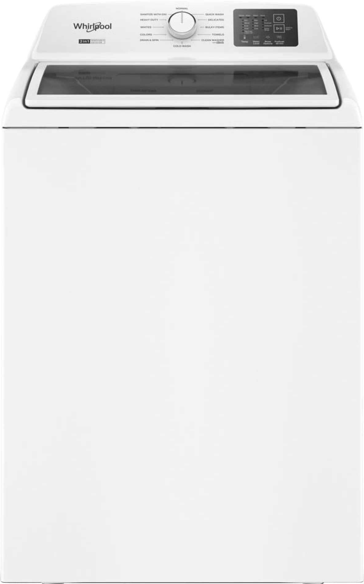 Whirlpool - 4.3 Cu. Ft. High-Eficiency Top Load Washer with 2-in-1 Removable Agitator and Soft Close Glass Lid - White produ…