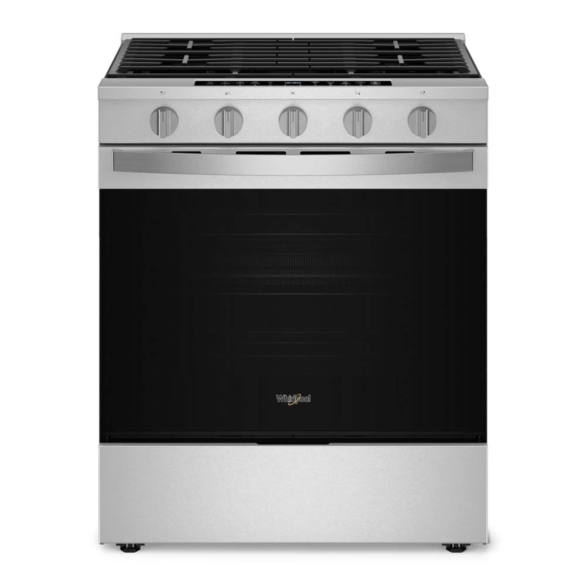 Whirlpool - 5.0 Cu. Ft. Smart Slide-In Gas Range with Air Cooking Technology, No Preheat Air Fry and Steam/Self Clean - Blac…