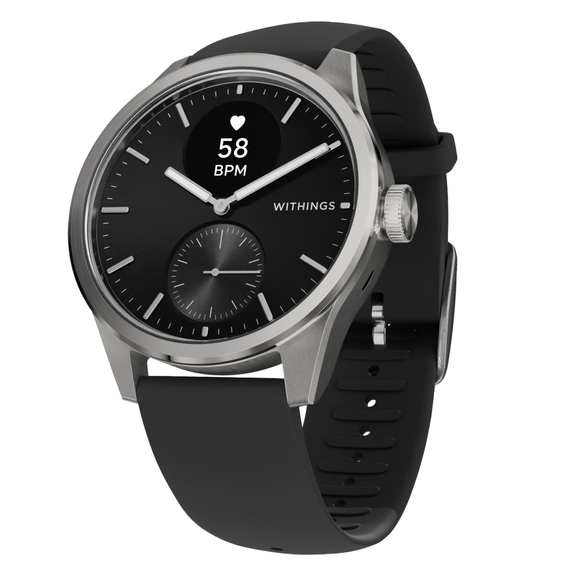 Withings - ScanWatch 2 - Heart Health Hybrid Smartwatch - 42mm - Black/Silver - (2022) product image