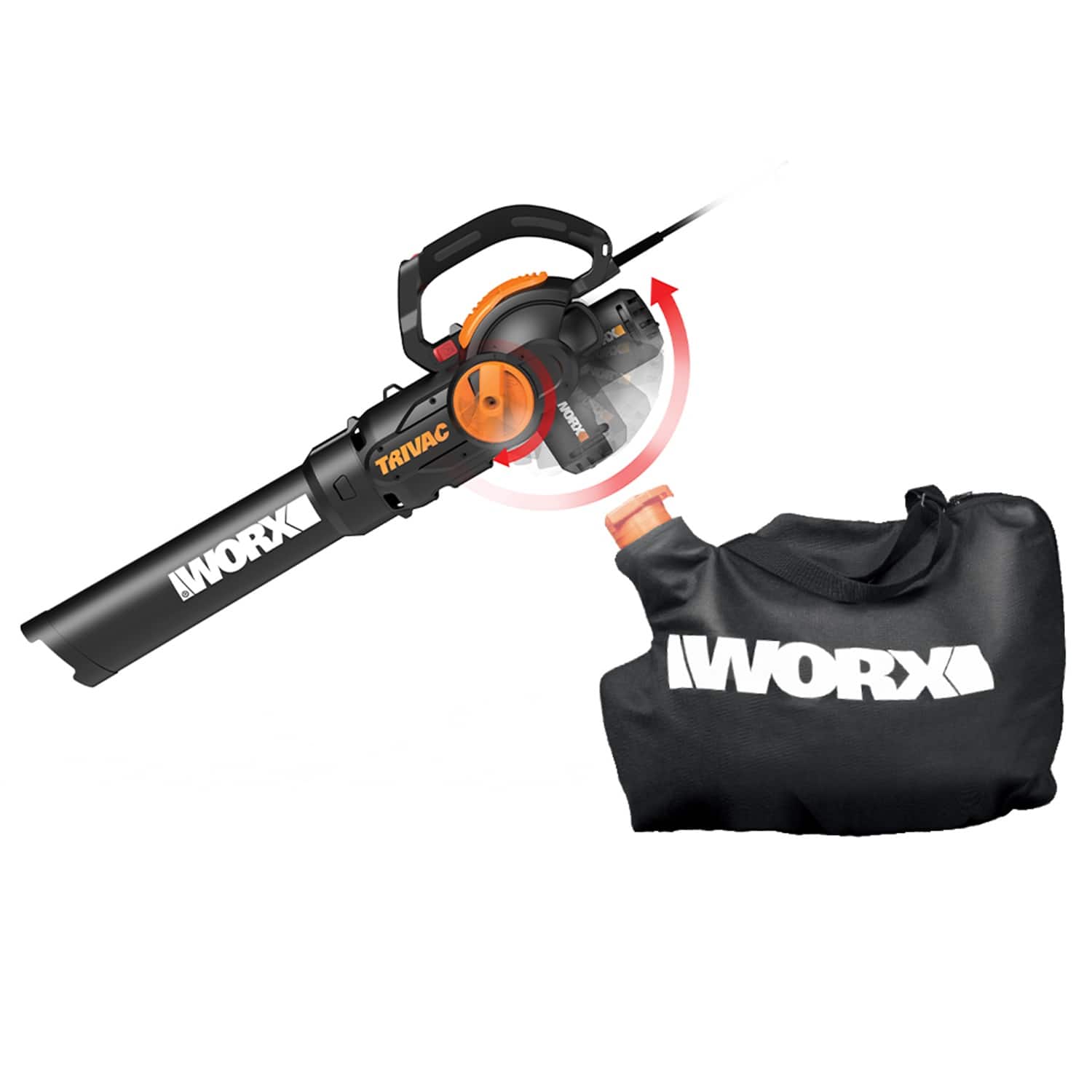 WORX - 12 Amp TRIVAC 75 MPH 600 CFM Electric Leaf Blower/Mulcher/Vacuum - Black product image
