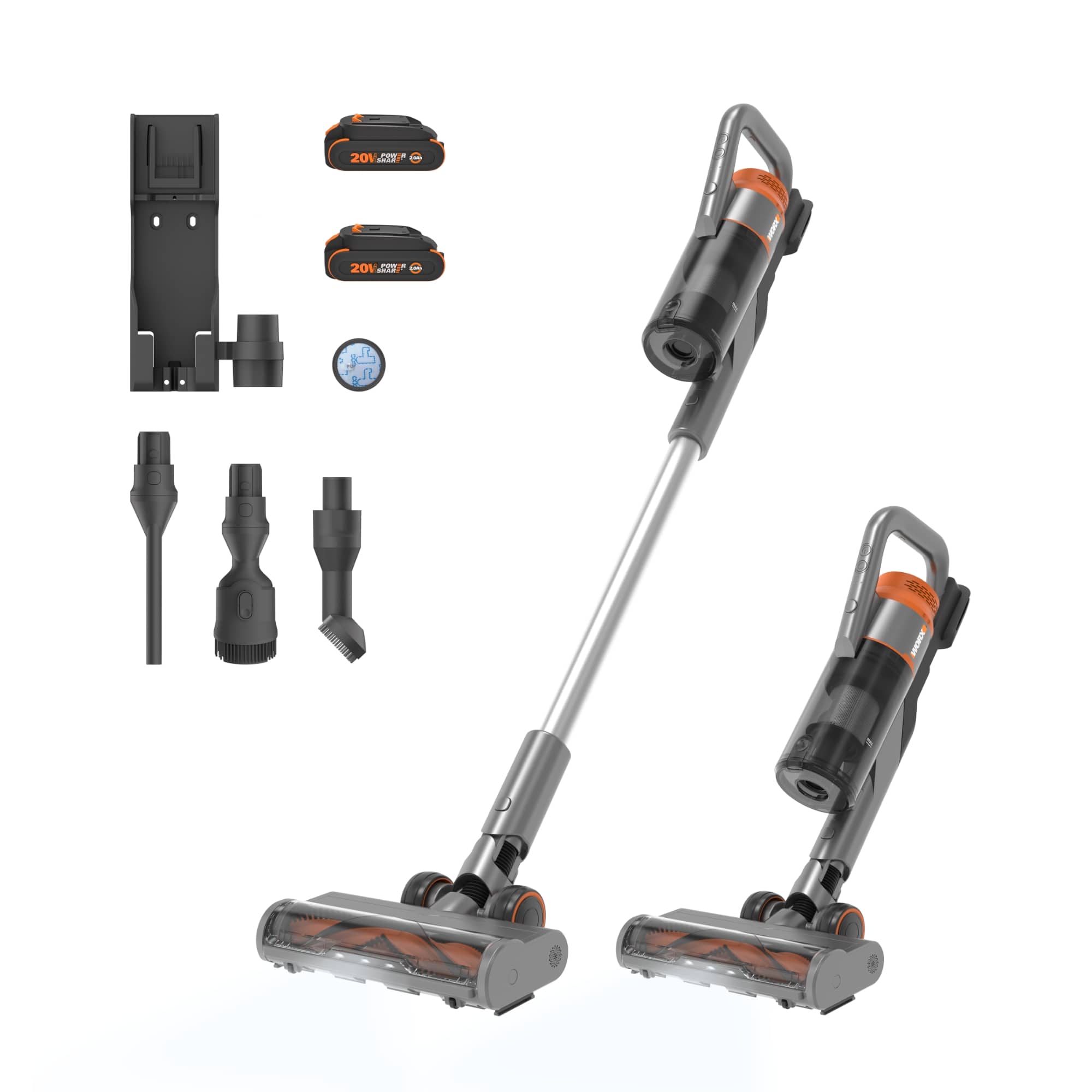 WORX - 20V Cordless Stick Vacuum (2 x 2.0 Ah Battery and 1 x Charger Included) - Black product image