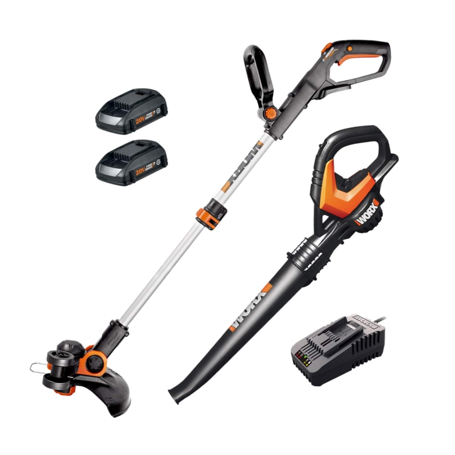 WORX - 20V Cordless String Trimmer and Air Blower Combo Kit (2 x 2.0 Ah Batteries & 1 x Charger) - Black product image