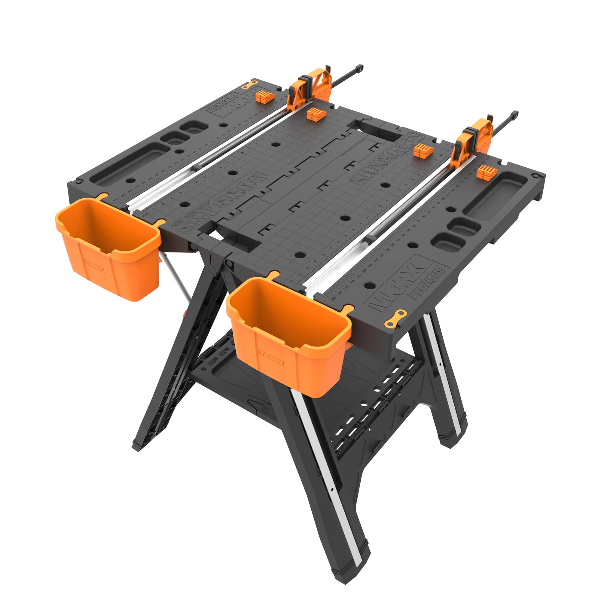 WORX - Pegasus Multi-Function 2-in-1 Folding Work Table & Sawhorse Lightweight, Quick Clamps, Holding Pegs & Quick-Attach Bo…