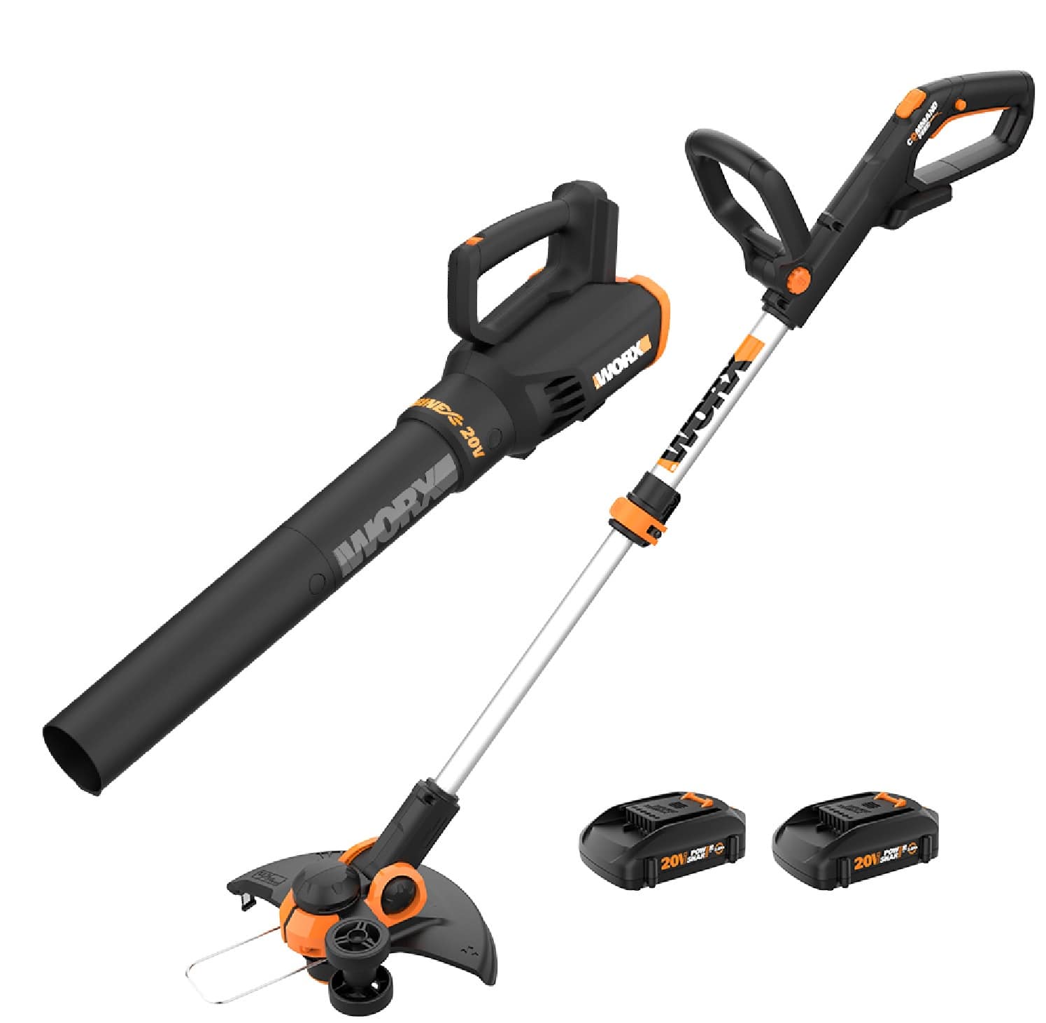 WORX - Power Share 20V GT 3.0 Trimmer with Turbine Blower Batteries and Charger - Black product image