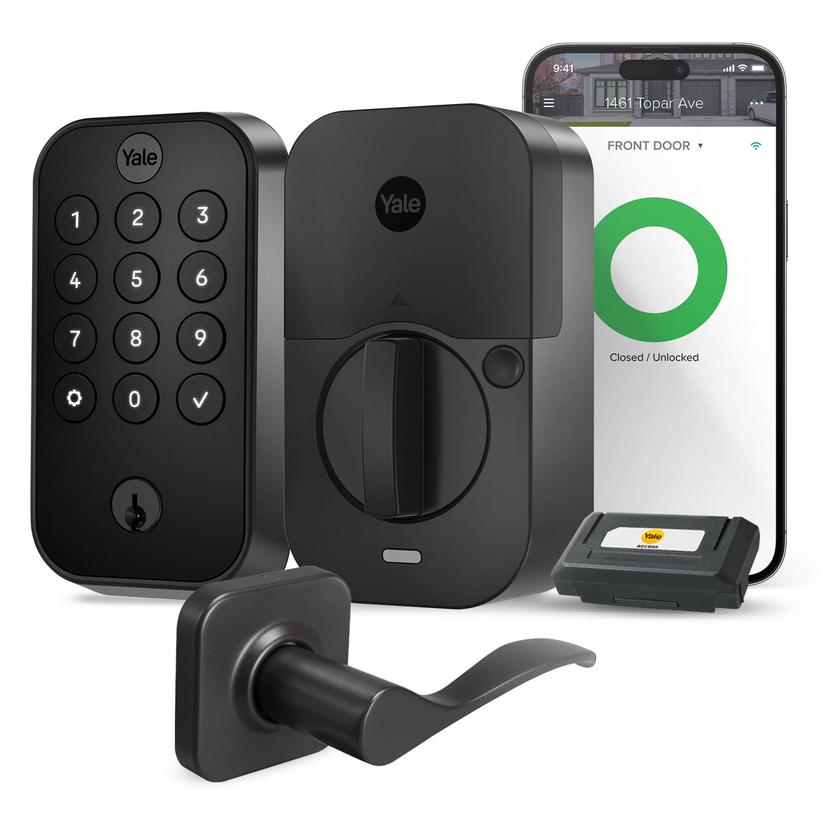 Yale - Assure Lock 2 - Smart Lock Wi-Fi Deadbolt with Push Button Keypad | Key Access - Norwood Handle - Black Suede product…
