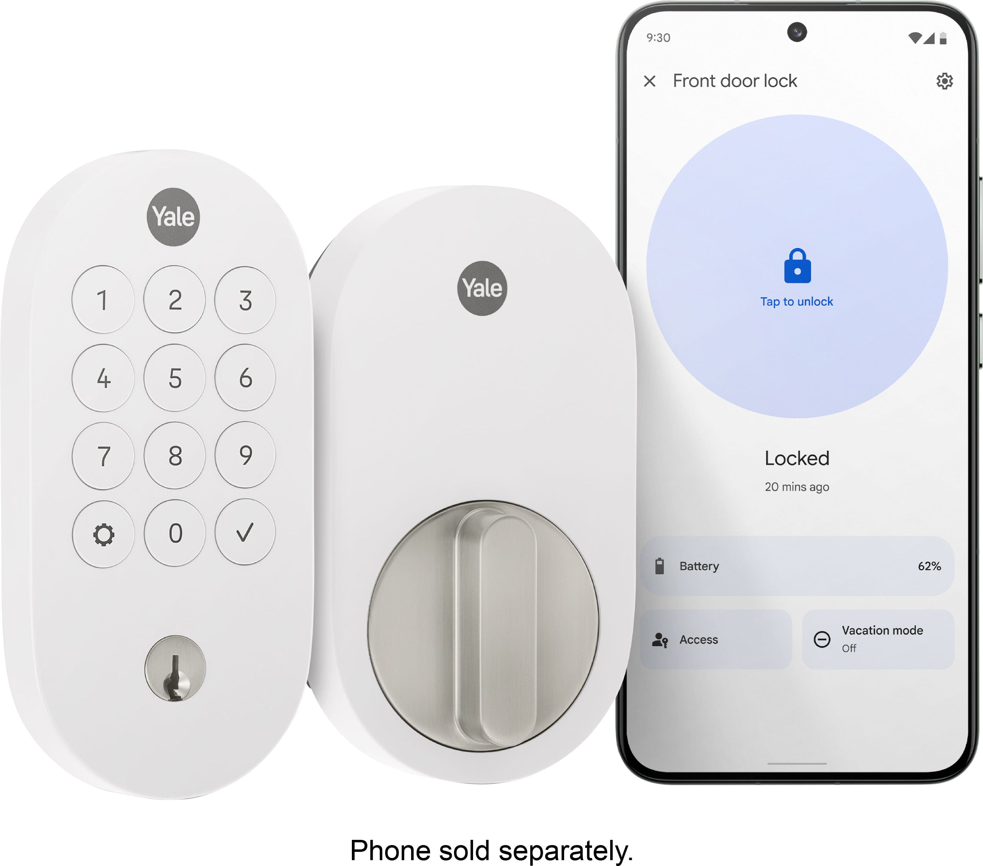 Yale - Smart Lock with Matter, Designed for Google Home; Electronic Deadbolt with Pushbutton Keypad - Ash product image