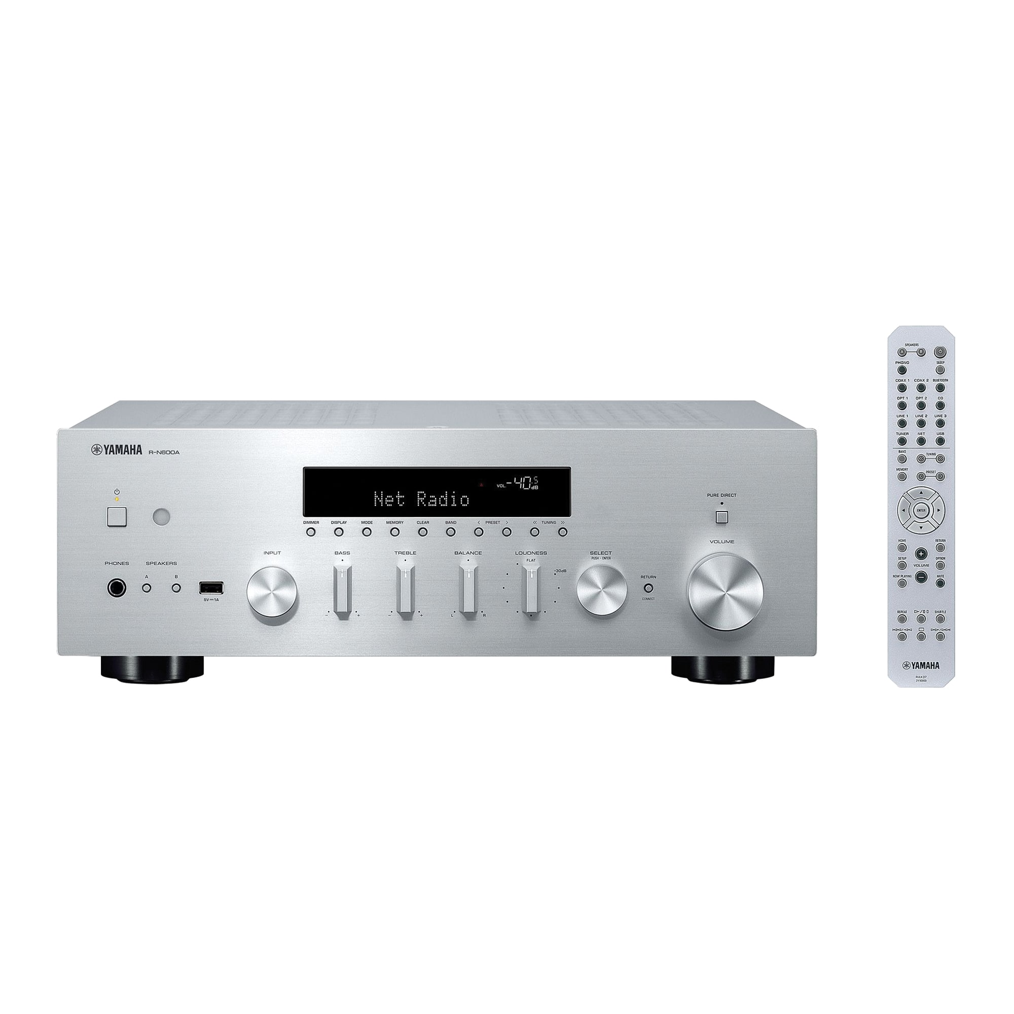Yamaha - R-N600ASL Bluetooth 120-Watt 2.0-Channel Network Stereo Receiver with Remote - Silver product image