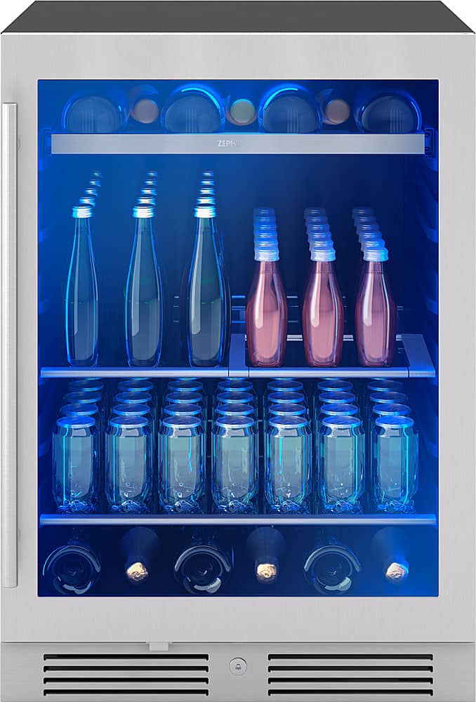 Zephyr - Presrv 24 in. 7-Bottle and 108-Can Single Zone Beverage Cooler - Stainless Steel/Glass product image