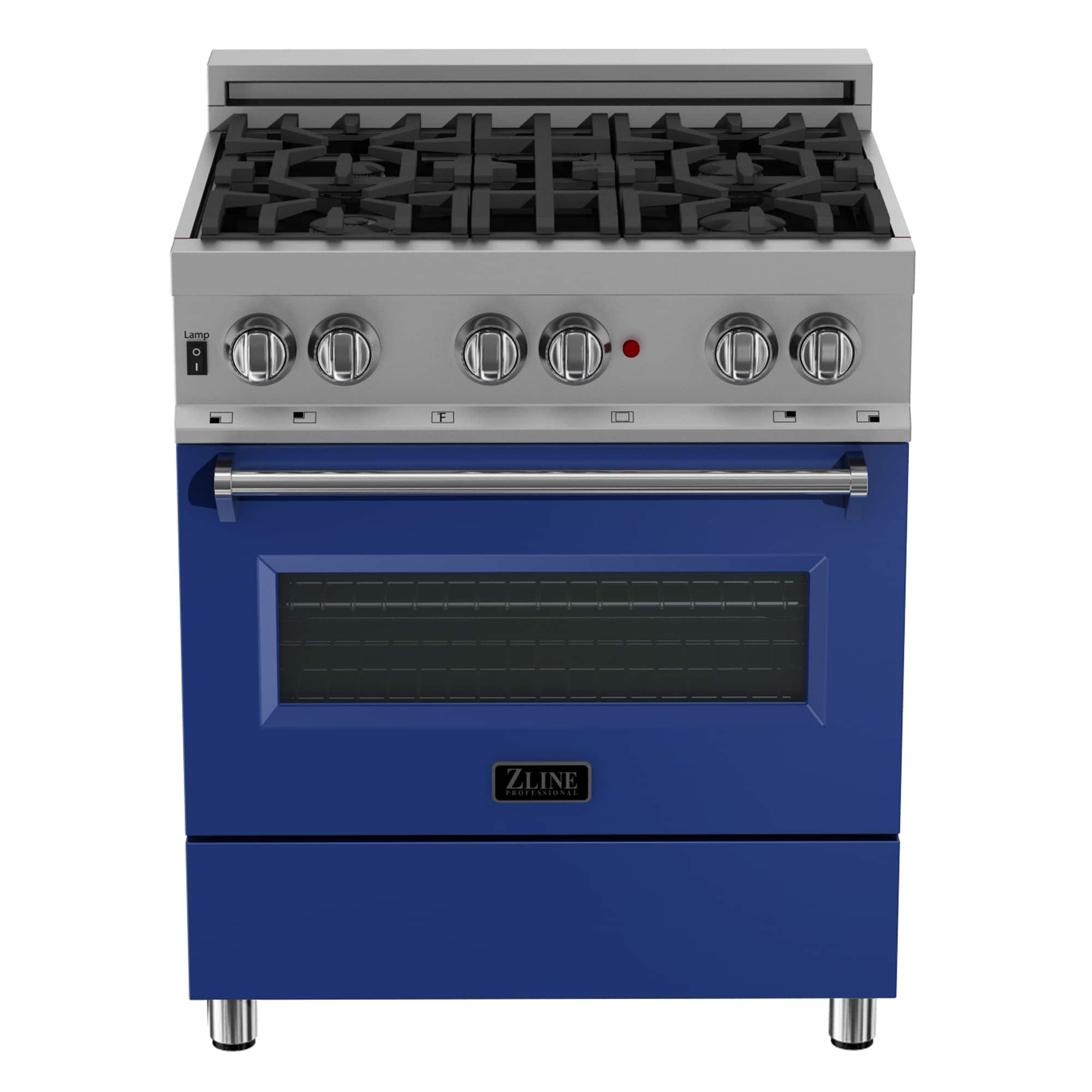 ZLINE - 30 in. Legacy Dual Fuel Range in Satin Stainless Steel & Blue Matte Door (RAS-BM-30) - Stainless Steel/Blue Matte Do…