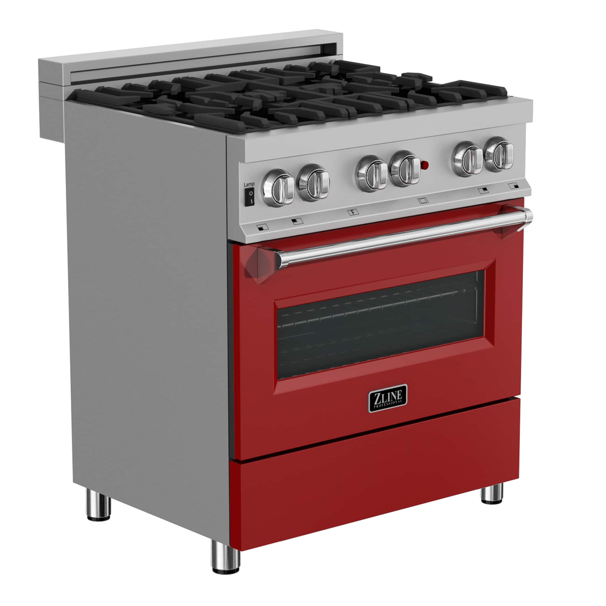 ZLINE - 30 in. Legacy Dual Fuel Range in Satin Stainless Steel & Red Matte Door (RAS-RM-30) - Matte Red product image