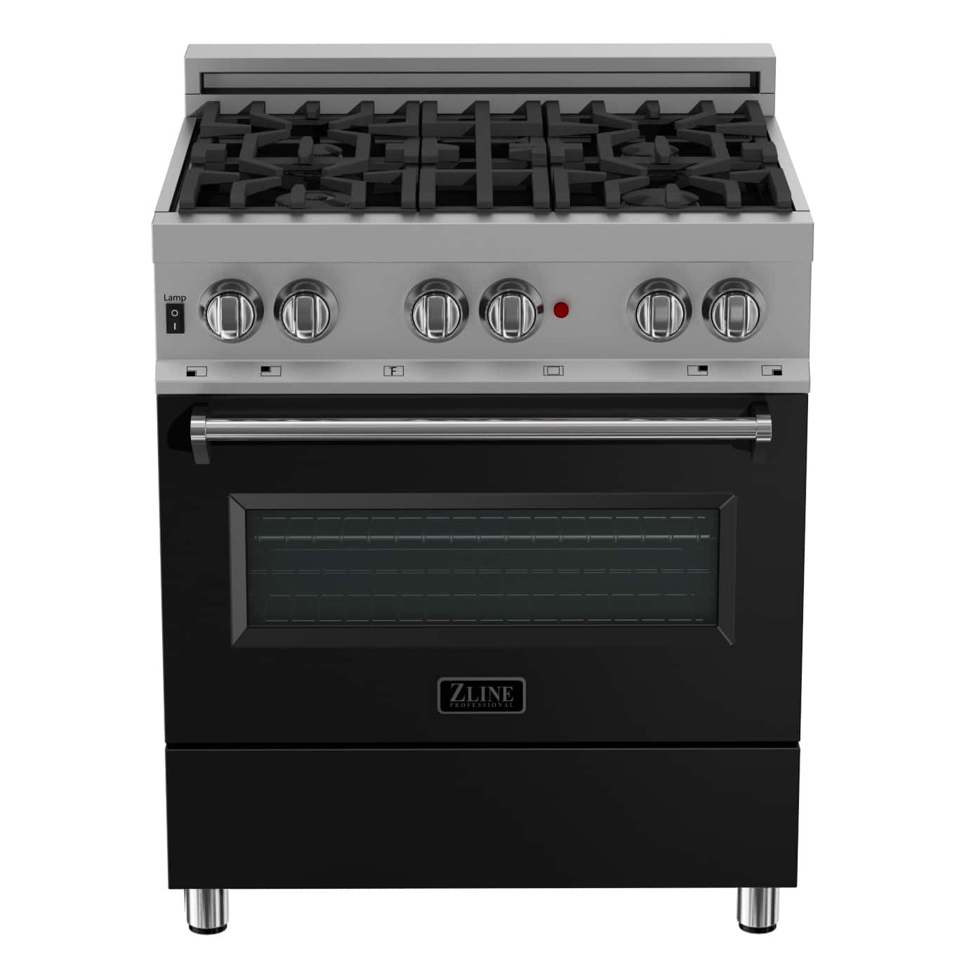 ZLINE - 30 in. Legacy Dual Fuel Range in Satin Stainless Steel w/ Black Matte Door (RAS-BLM-30) - Stainless Steel/Black Matt…