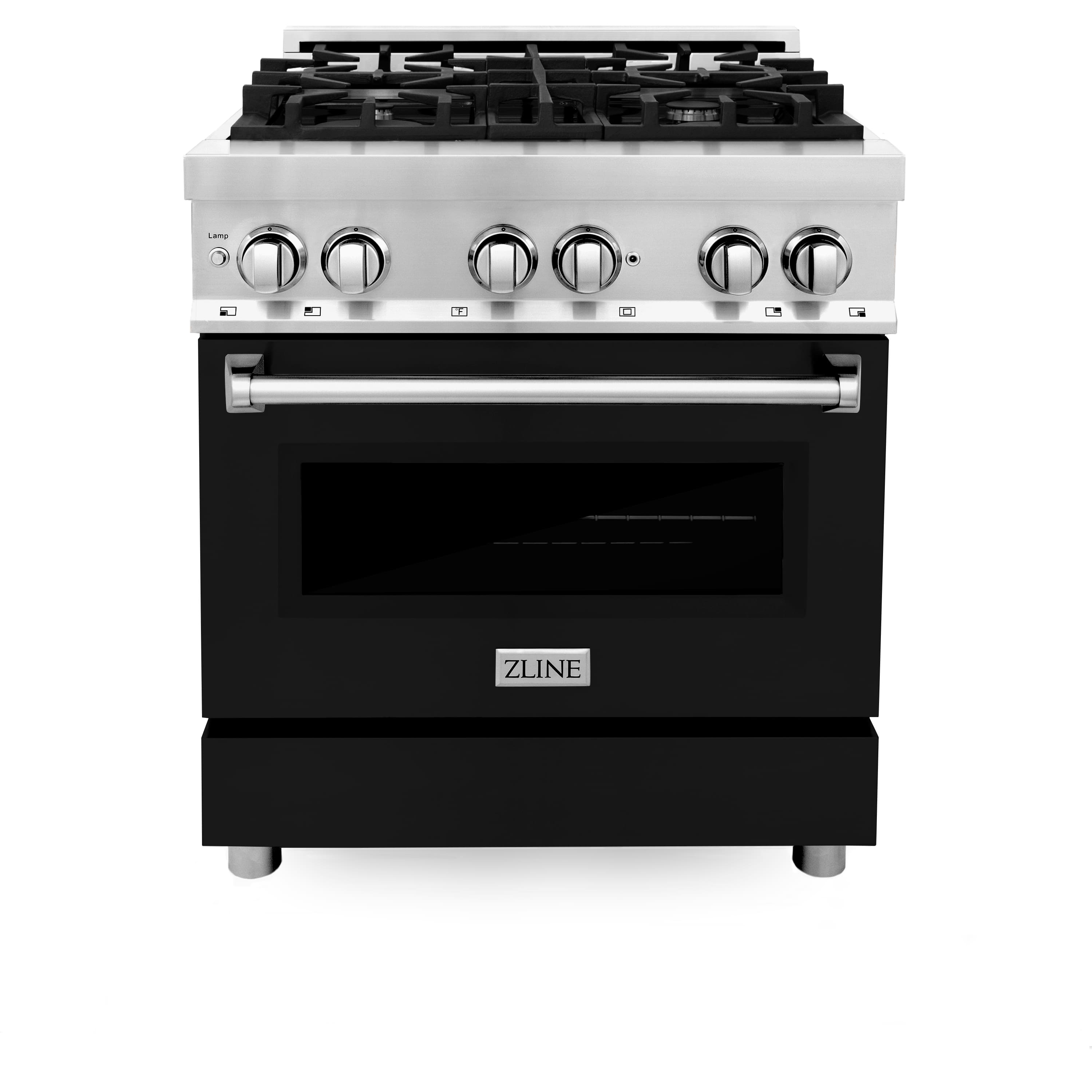 ZLINE - 30" Legacy Dual Fuel Range with 4 Burner Cooktop & Electric Oven with Door (RA-BLM-30) - Black Matte product image