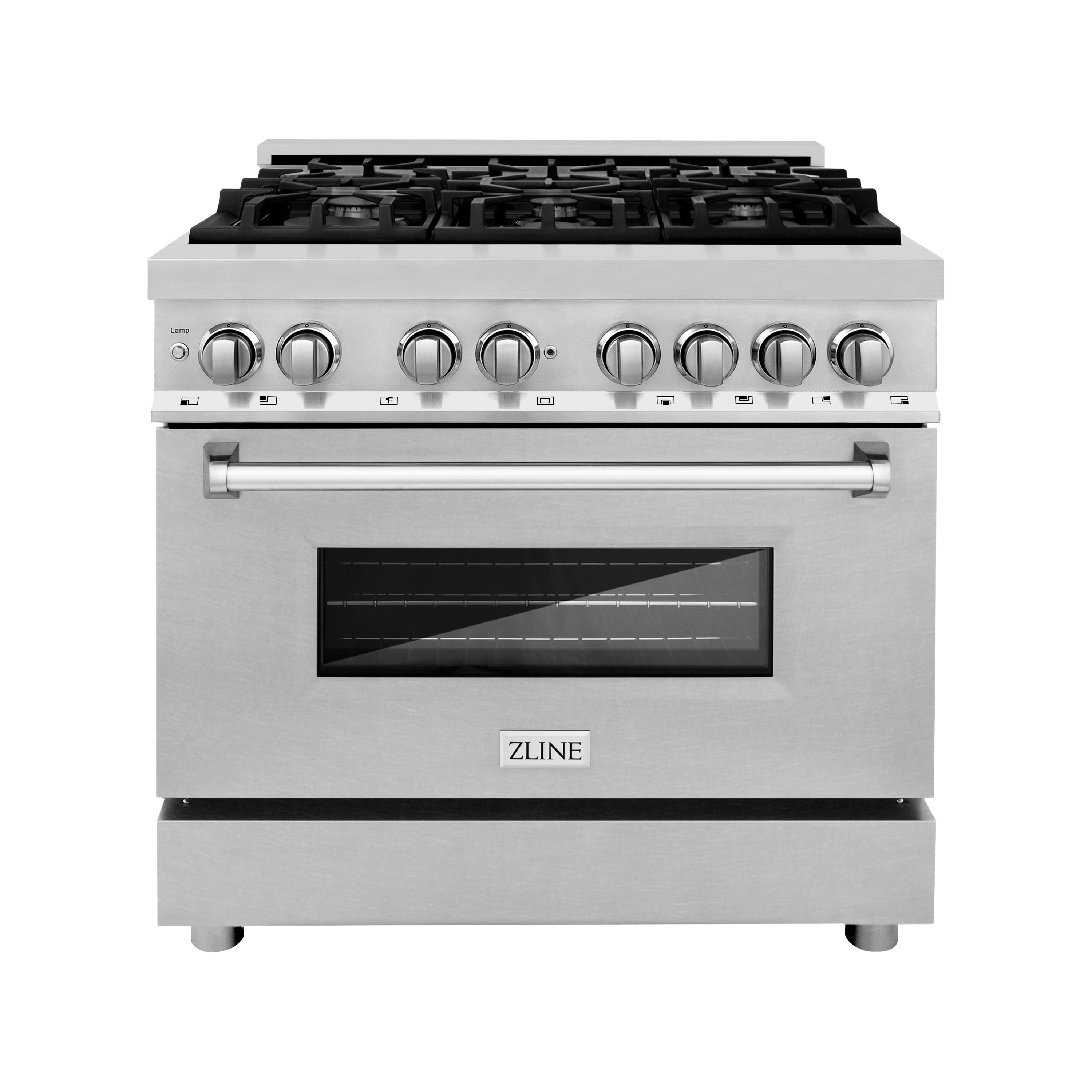 ZLINE - 36 in. 4.6 cu. ft. Freestanding Legacy Dual Fuel Range with 6 Burners in Stainless Steel w/ Satin Stainless Steel Do…