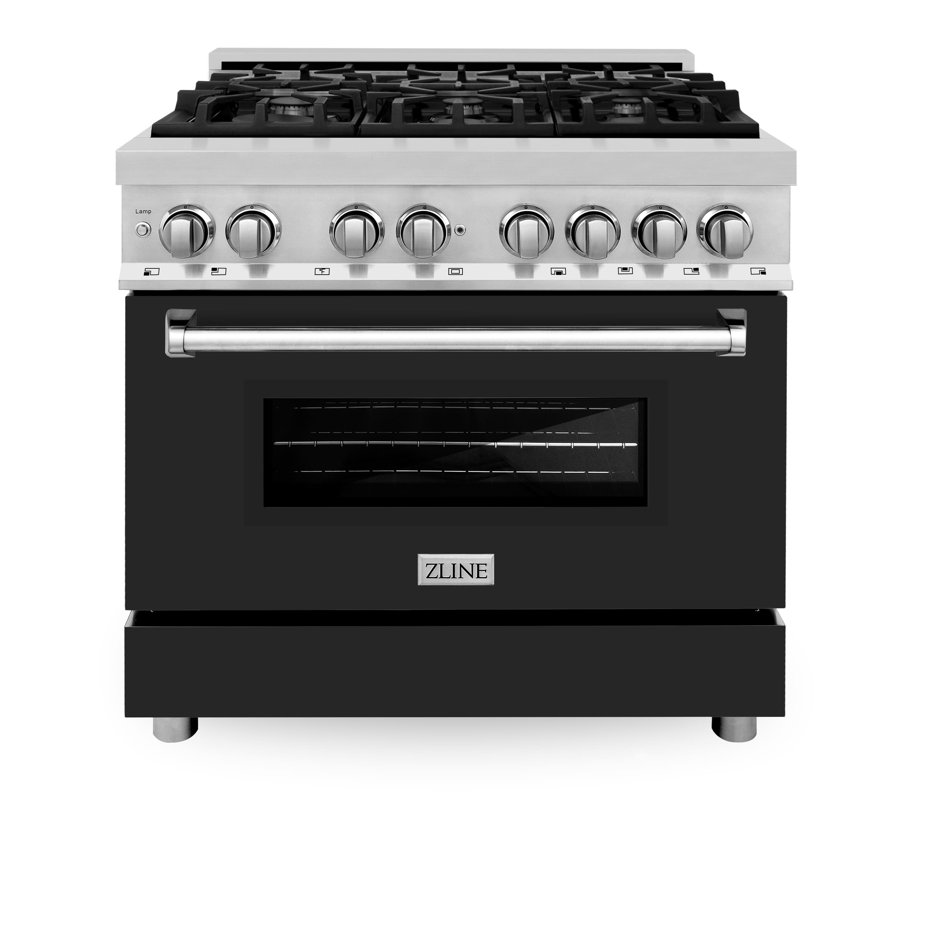 ZLINE - 36" Legacy Dual Fuel Range with 6 Burner Cooktop and Electric Oven (RA-BLM-36) - Satin Steel/White product image