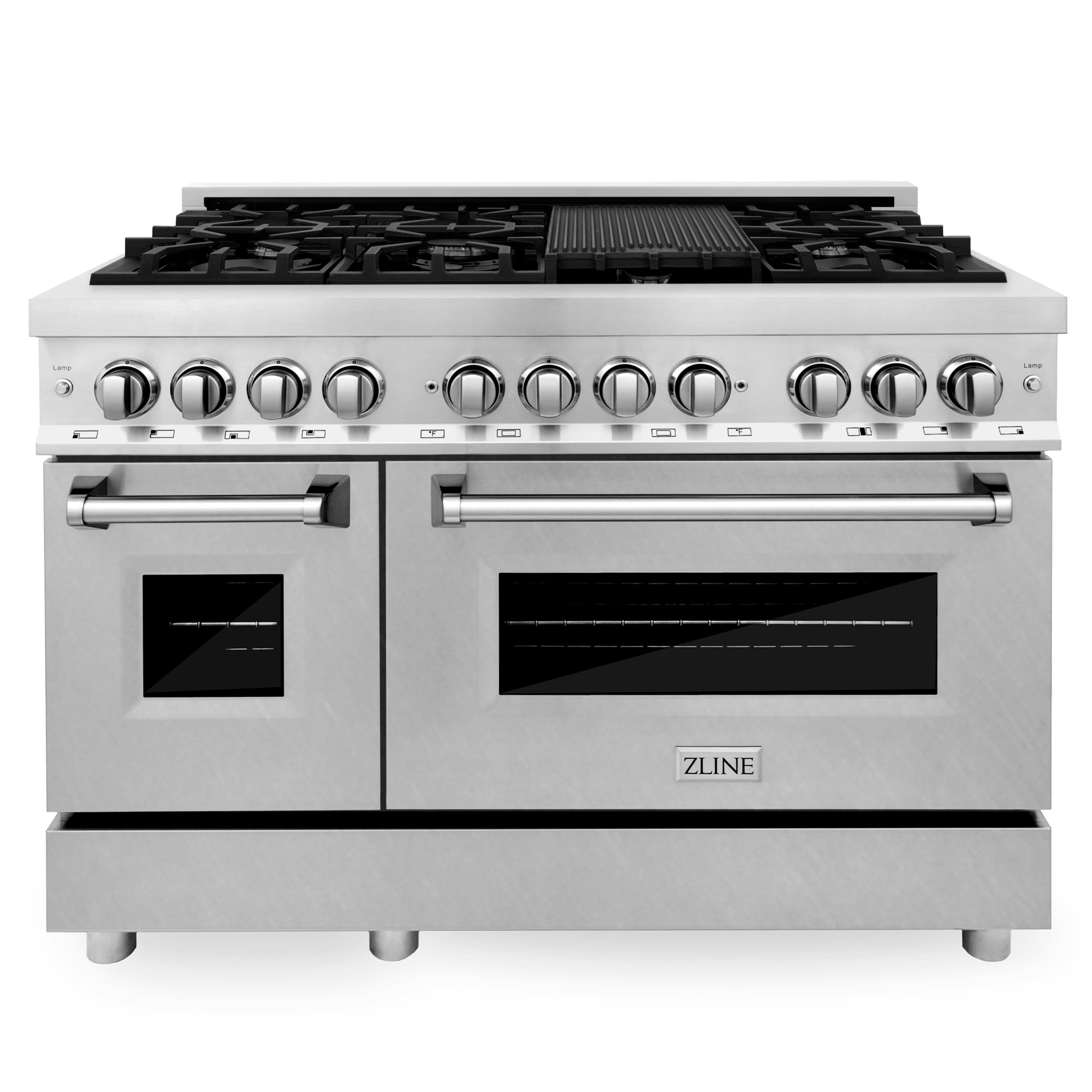 ZLINE - 48 in. 6.0 cu. ft. Freestanding Legacy Dual Fuel Range with Gas Cooktop and 2 Ovens in Stainless with Satin Steel Do…