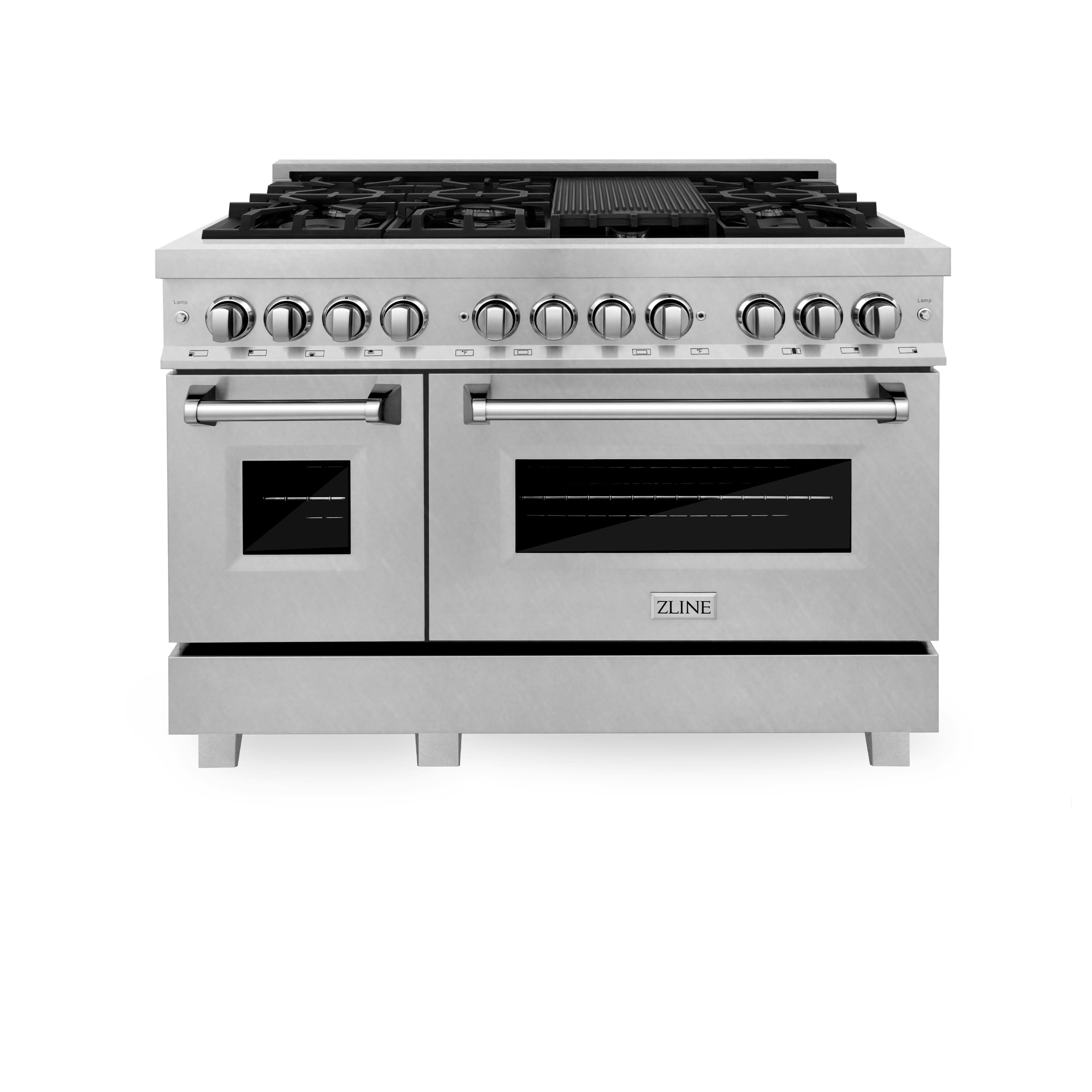 ZLINE - 48 in. 6.0 cu. ft. Legacy Dual Fuel Range with 7 Burner Gas Cooktop and 2 Electric Ovens in Satin Stainless Steel -…