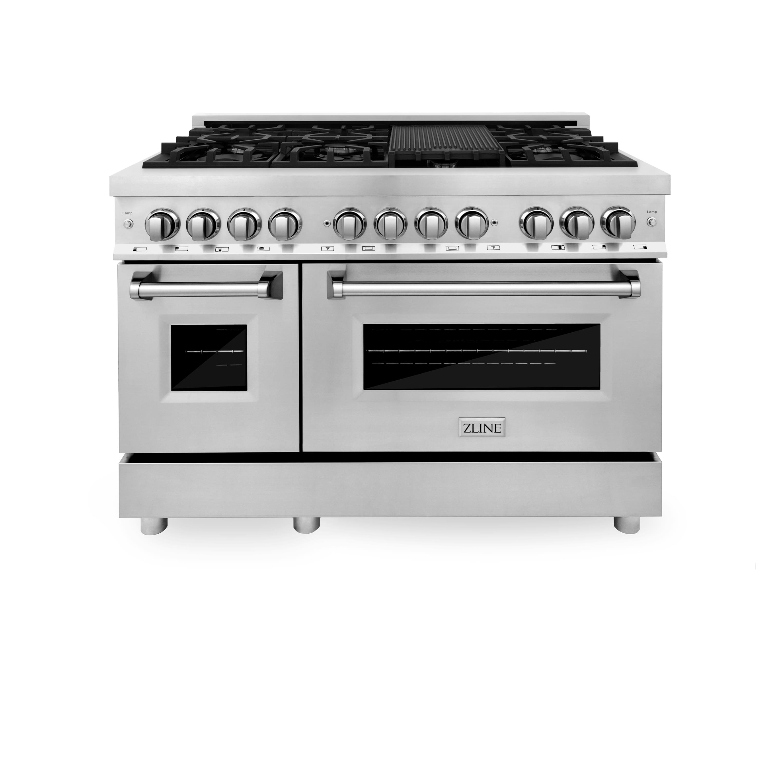 ZLINE - 48 in. 6.0 cu. ft. Legacy Freestanding Dual Fuel Range with 7 Burner Gas Cooktop & 2 Electric Ovens in Stainless Ste…