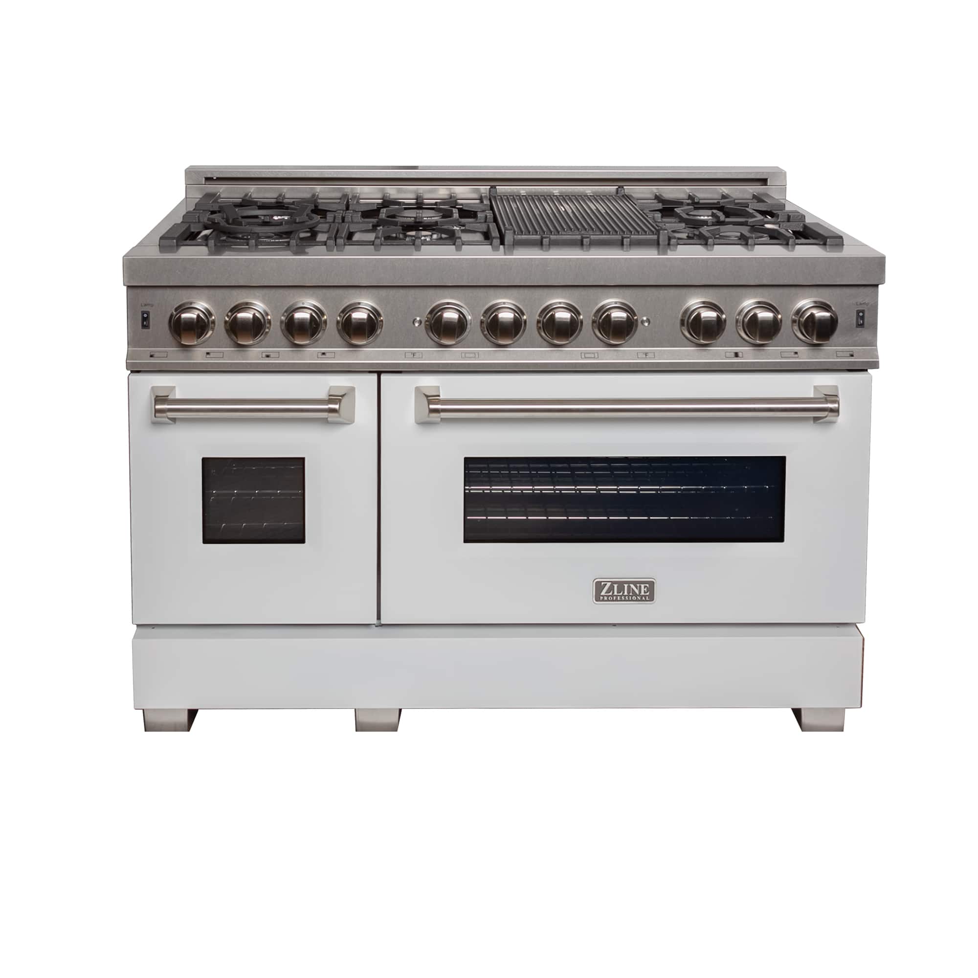ZLINE - 48 in. Legacy Dual Fuel Range in Satin Stainless Steel w/ White Matte Doors (RAS-WM-48) - Matte White product image