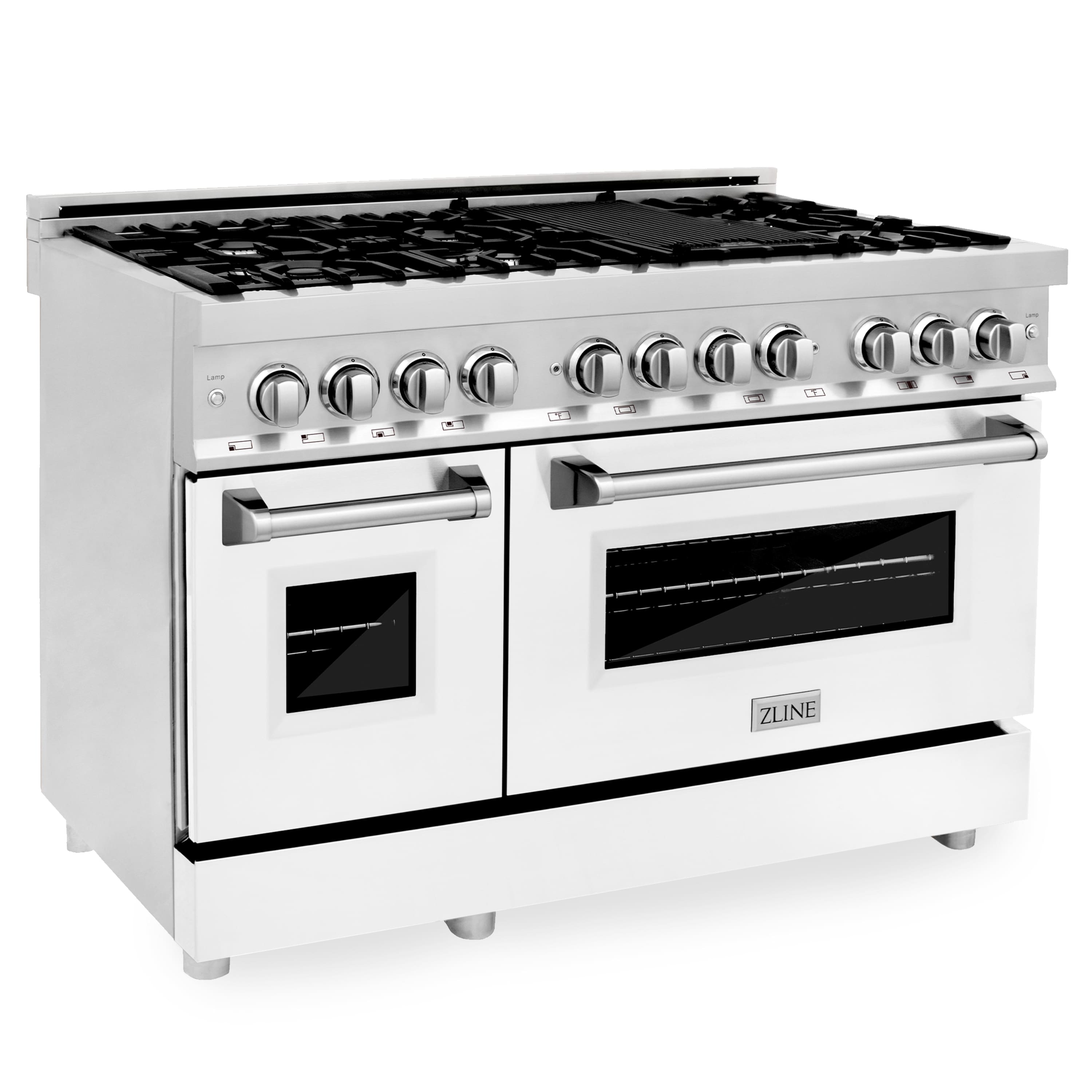 ZLINE - 48" Legacy Dual Fuel Range w/ 7 Burner Cooktop & 2 Ovens w/ White Matte Doors (RA-WM-48) - Matte White product image